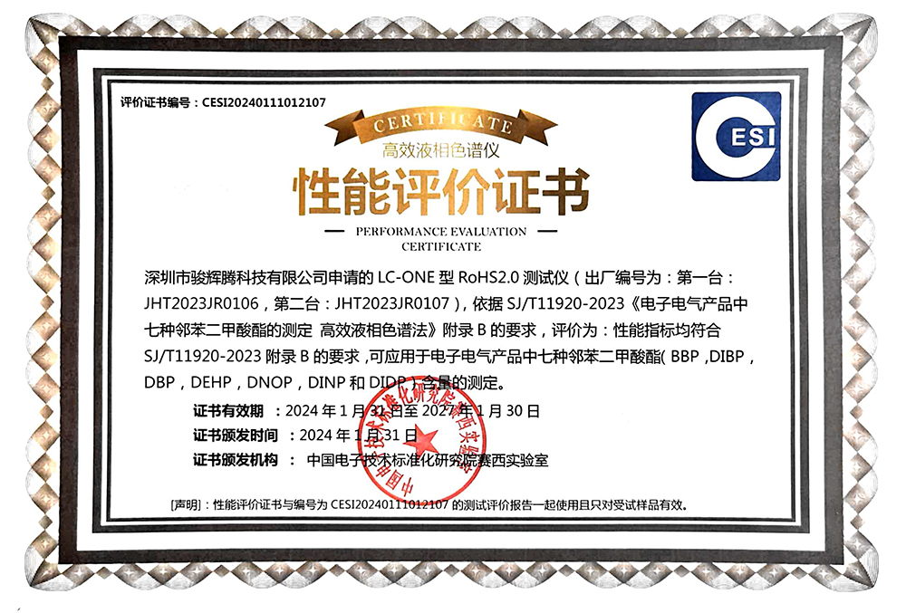 LC-ONE Performance Evaluation Certificate